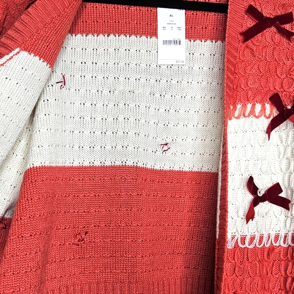 Mighty Fine Ribbon Bow Cardigan Sz Xl - Picture 6 of 6